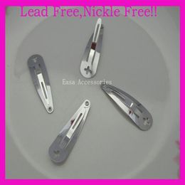 100PCS 4 0cm silver finish plain Round Head Metal Snap Clip with cross hole at lead and nickle quality164D