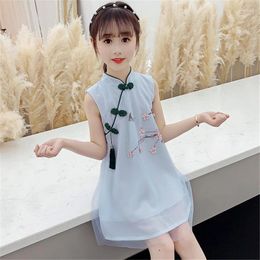 Ethnic Clothing Cheongsam Girl Dress National Style Improved Tang Suit Hanfu Elegant Chinese Printed 2023 Summer
