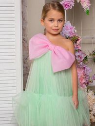 Girl Dresses In 2023 Sleeveless Luxury Tutu Bow Tulle Summer Holiday Dress Wedding Children Kid Party Costume Baby Clothes