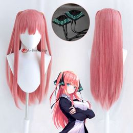 Catsuit Costumes the Quintessential Quintuplets Nakano Nino Cosplay Girls 80cm Long with Hairpins Hair Halloween Party Role Play + Wig Cap