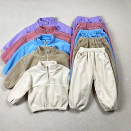 Clothing Sets Autumn Children's Fleece Suits Baby Boys Girls Sweatshirt Zipper Top Pant Sportwear Toddler Roupa Infantil Clothes Outfit 231027