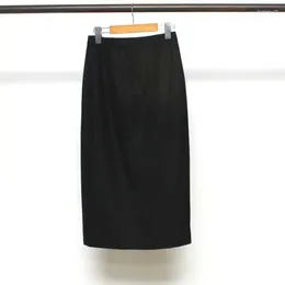 Skirts 2023 Autumn Style Versatile Wool Solid Colour Simple Long Straight Slit Skirt For Women