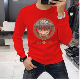 New spring winter Mens Long sleeved Velvet hoodies Sweatershirts Men's T-shirt boys Hot Diamond circle Fashion man Brand Top fleece black printed letters hoodie