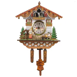 Wall Clocks Sturdy Hanging Clock Retro Decor Alarm Bird House Metal Living Room Office