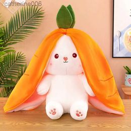 Stuffed Plush Animals 25CM Cute Transform Strawberry Rabbit Doll Plush Toy Carrot Rabbit Small Fruit Doll Bunny Stuffed Animal Patung Dolls Toys GiftsL231029