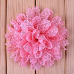 Decorative Flowers 10pcs/lot 4" 14Colors Fabric Fluffy Lace Trim Patch Applique Artificial Chiffon Boutique