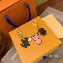 Animal Letter Keychains Fox Penguin Keychain Key Ring Gold Buckle Men Women Bags Car Handbag Pendant Couple Cute Accessories