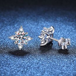 Four Claw Star Moissanite 925 Sterling Silver Custom Stud for Screw Back