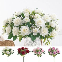 Decorative Flowers 7 Heads Artificial Silk Flower Bouquet Fake Rose Wedding Party Home Decor Art DIY Ornament Room Decoration