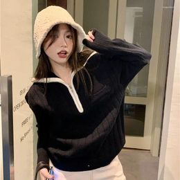 Women's Hoodies 2023 Autumn And Winter Sweater Coat Women Retro Knitted Loose Light Luxury Top Boutique Clothing Simple Style