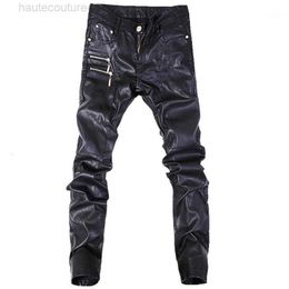 New Fashion Men Leather Pants Skinny Motorcycle Straight Casual Trousers Size 28-36 A1031