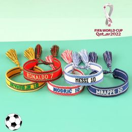 Charm Bracelets World Cup Braided Bracelet Cheerleader Cheering Hand Rope Handmade Tassel Wristband Simple Jewelry Friendship Brac