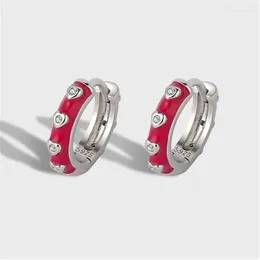 Brincos de argola moda vermelho esmalte zircão coração brinco para mulheres meninas festa de casamento jóias presente eh915