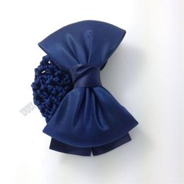 Simple Plain Bowknot Barrette Hair Clip with Snood Bun Net Bow Knot Snood Net Holder Hair Cover Accessories Dubaa226M