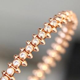 Bangle Brand Pure 925 Sterling Silver Jewellery Women Rose Gold Spikes Steam-punk Bangle Wedding Jewellery Around Rivet Bangle 231027