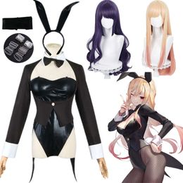 Catsuit Costumes Anime My Dress-up Darling Marin Kitagawa Cosplay Bunny Girl Costume Wig Party Black Dress Suit Set Uniform Women Clothes Wigs