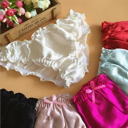 Moxeay Woman Silk Satin Ruffle Panties Underwear Briefs Plus Size Ladies Satin Briefs Tanga Intimates Knickers Underpanties XXL280U