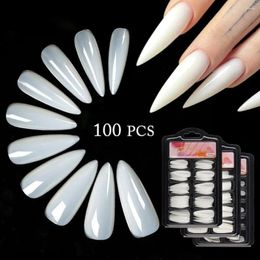 False Nails Full Cover DIY Natural Colour Nail Beauty Extension Fake Patch Manicure Tool Almond Artificial