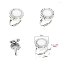 Cluster Rings 1PC 316L Stainless Steel Ring 20mm Round Locket Floating Magnetic Glass Fashion Jewelrys