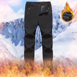 Men's Pants Soild Pant Hiking Trousers Windproof Work Fleece Lined Pockets Warm Outdoor Fitness Softshell