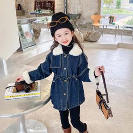 Jackets Autumn Winter Baby Girls Coats Children Thickened Plush Denim Jacket Kids Clothing Everyday Casual Outerwear 2-8 Years Costumes