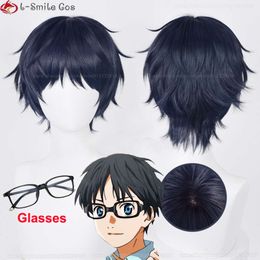 Catsuit Costumes Anime Your Lie in April Arima Kousei Cosplay 30cm Blue Black Heat Resistant Synthetic Hair Miyazono Kaori Wigs + Wig Cap