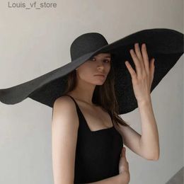 Beanie/Skull Caps 70cm Oversized Wide Brim Sun Hat Travel Large UV Protection Beach Straw Hats Women's Summer Floppy Foldable Chapeaux Wholesale T2301027