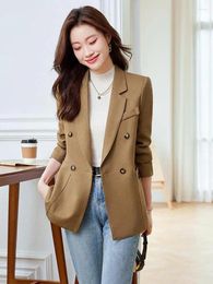 Women's Suits Brown High-class Blazers Tops Women Black Jackets Business Work Office Temperament Elegant All Match Casual Fashion