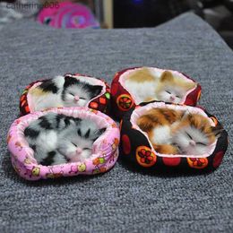 Stuffed Plush Animals 3D Simulation Sleeping Cat Nesting Cage Plush Doll Home Decoration Kids Gift Artificial Mini Cats OrnamentsL231027