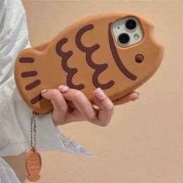 Cell Phone Cases Japanese INS 3D Fish Soft Silicone Phone Case Suitable for Apple iPhone 14 12 11 13 Pro Max 14 New Boys and Girls Fall Arrest Cover Couple Case 231026