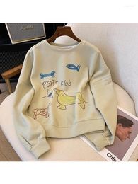 Women's Hoodies Women Khaki Graphic Print Pullover Knitted Sweater 90s Aesthetic Harajuku Long Sleeve Jumper Korean Y2k Vintage Clothes