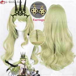 Catsuit Costumes in Stock Honkai Impact 3 Mobius 80cm Cyan Green Curly Heat Resistant Hair Anime Cosplay Wigs + Wig Cap