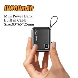 10000mah Mini Power Bank With Cable Portable PD20W Fast Charge External Battery Charger Powerbank For iPhone Xiaomi Huawei Phone