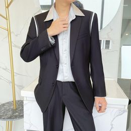 Men's Suits Men's & Blazers Shoulder Stitching Men Suit Business Formal Casual 2 Pieces Single-breasted Groom Dress Clothing Work