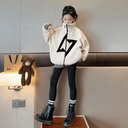 Down Coat 2023 Lightning Embroidered Lamb Plush Sweater Girl Winter Clothes Jacket Thick Childrens Warm Cotton Outwear CH184 231026
