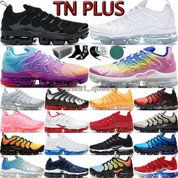 With Box TN Plus Mens Women Running Shoes Triple Black White Red Grey Summer Sunset Fireberry Bubblegum Bleached Coral Berry Men Sport Sneakers Trainers Designer