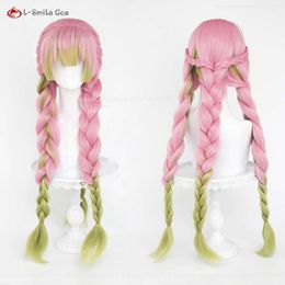 Catsuit Costumes Cosplay Pink Green Gradient Braid Kanroji Mitsuri Anime Wig Heat Resistant Synthetic Hair Women Wigs