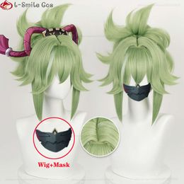 Catsuit Costumes Kuki Shinobu Cosplay Game Genshin Impact Light Green 33cm Short with Bangs Highlights Heat Resistant Party Wigs + Wig Cap