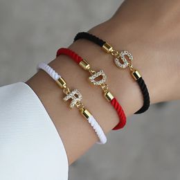 Charm Bracelets Fashion Initial Letter Bracelet Women Pave Zirconia AZ Adjustable Rope For Jewellery Gift 231027