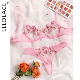 Sexy Set Ellolace Lingerie Sexy Floral Embroidery Underwear Transparent Lace Short Skin Care Kits Delicate Fairy Set Woman 2 Pieces 231027