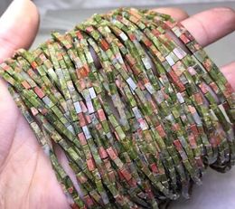 Loose Gemstones Natural Unakite Faceted Cube Beads For Making Bracelet Colourful Rectangle Tube Stone Bead Needlework Jewellery