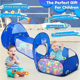 Baby Rail Baby Playpen With Basket Hoop Folding Ocean Ball 1.5M Large Ball Pit Portable Pool With Crawl Tunnel Camping Tent Toys For KidsL231027