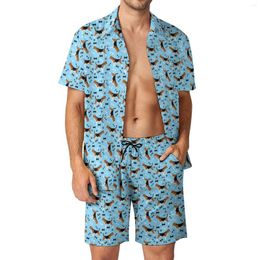 Men's Tracksuits Dog Print Beachwear Men Sets Animal Beagles Casual Shirt Set Summer Graphic Shorts 2 Piece Fashion Suit Plus Size