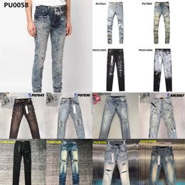 Designer Denim Jeans High Street Retro Paint Spot Slim Feet Micro Elastic Washed Old Jeans Hip-hop Zipper Hole Plus Size Jeans