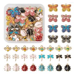 Pendant Necklaces 20-64Pcs Ladybird Butterfly Dragonfly Enamel Pendants Mixed Color Cute Animal For Jewelry Making DIY Necklace Decor