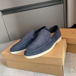 6Men's casual shoes LP loafers flat low top suede Cow leather oxfords Loros Piana Moccasins summer walk comfort loafer slip on loafer rubber sole flats with box EU35-46