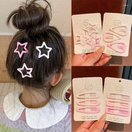 Hair Accessories 3pcs/set Pink Heart Five-pointed Clips For Children Kids Metal Barrettes Hairpins Girls