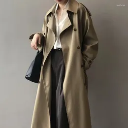 Women's Trench Coats Long Windbreaker 2023 Spring Autumn Korean Version Of The Temperament Loose Waist And Thin Casual Coat Women N73