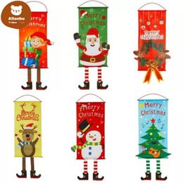 Christmas Canvas New Ornaments Santa Snowman Suitable for Home Restaurant Wall Window Pendant Decoration FY3103 B1022