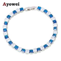 Amazing Jewellery Charm Bracelets Deep Blue zircon Silver tone Lowest Distinctive Fashion Jewellery for Women TBS1080A283G